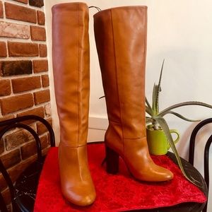 Joe Fresh Tan Brown Leather Stovepipe Boot 9